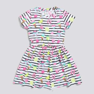 Half Sleeve Striped Printed Dress