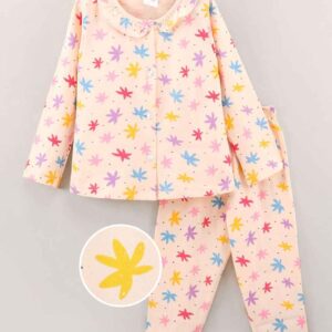 Full Sleeves Night Suit Leaf Print