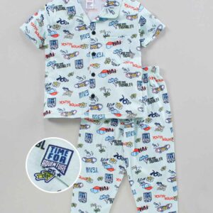 Half Sleeves Night Suit Multi Print