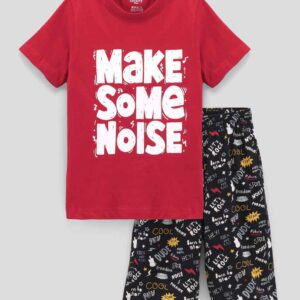 Half Sleeves T-Shirt & Shorts Set Text Print