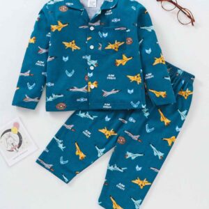 Full Sleeves Nightwear Set AirForce Print