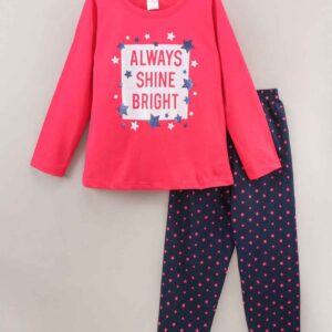Full Sleeves Pyjama Sets Text Print