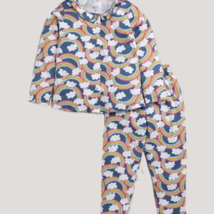 Full Sleeves Night Suit Rainbow Print