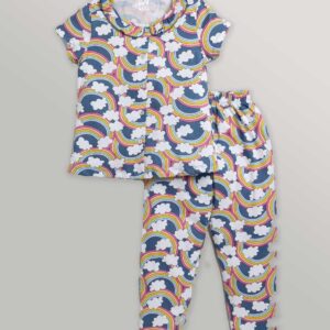 Half Sleeves Night Suit Rainbow Print