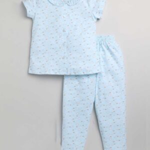 Full Sleeves Night Suit Cloud Print