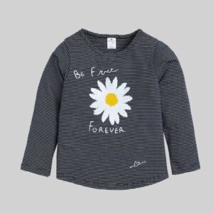 Full Sleeves Striped and Flower Applique